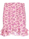 Isabel Marant Milendi Abstract-print Ruched Miniskirt In Pink