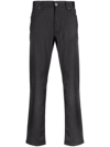 Zegna Logo-patch Wool Straight-leg Trousers In Grey