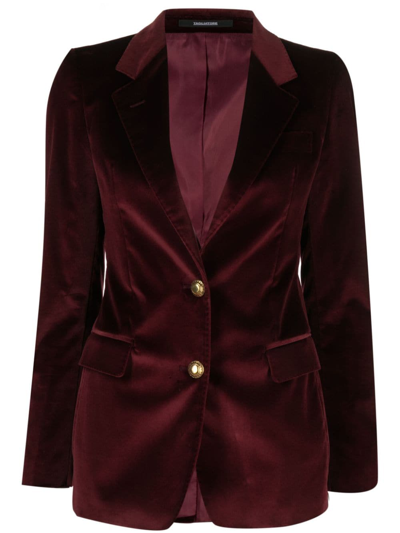 Tagliatore Paris - Single-breasted Velvet Blazer In Bordeaux