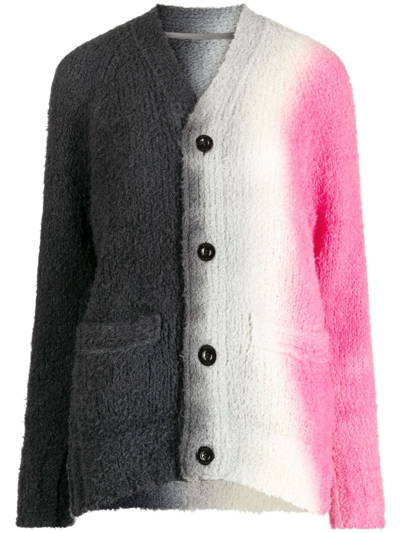 Sacai Tie-dye Print Wool-blend Cardigan In Multicolor