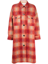 MARANT ETOILE PLAID-CHECK FLANNEL MIDI COAT