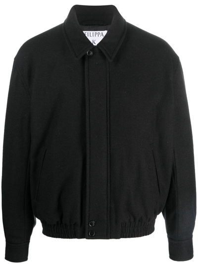 Filippa K Merino Wool-blend Bomber Jacket In Black