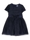 Abel & Lula Glittery Pleated Minidress In Blue