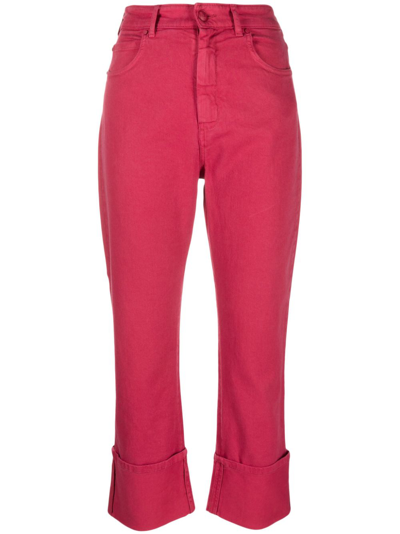 Max Mara Cropped Stretch-cotton Jeans In Pink
