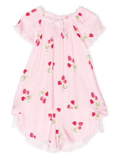 Amiki Kids' Eliana Raspberry-print Dress In Pink