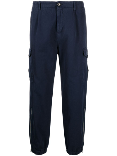 Brunello Cucinelli Straight-leg Cotton Cargo Trousers In Blue