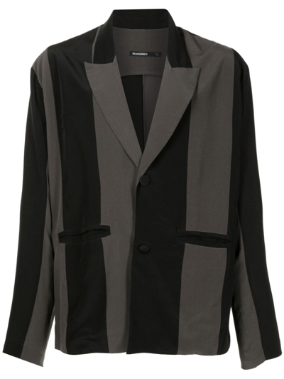 Handred Striped Silk Blazer In Black