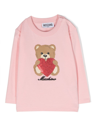 Moschino Babies' Teddy Bear-motif T-shirt In Pink