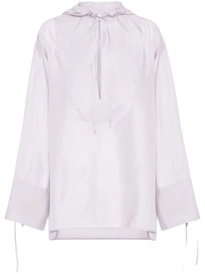Ferragamo Woman Hooded Tunic In Optic White