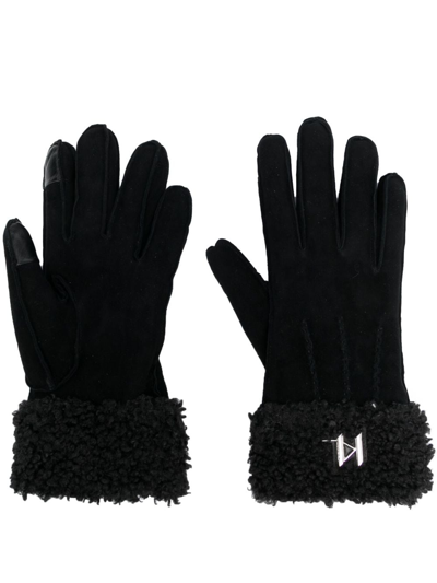 Karl Lagerfeld K/saddle Goat Skin Gloves In Black