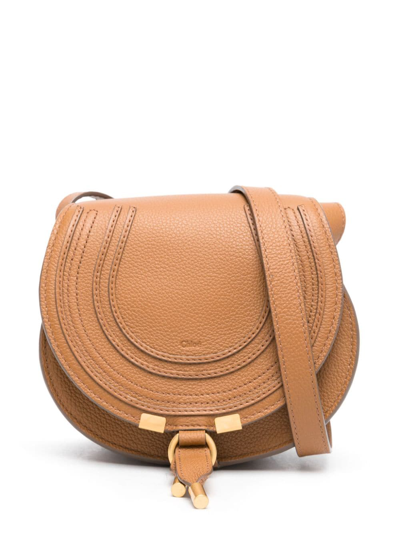 Chloé Marcie Leather Crossbody Bag In Brown