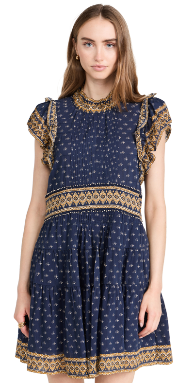 Sea New York Arlita Textured Tiered Skirt Tunic Dress In Navy