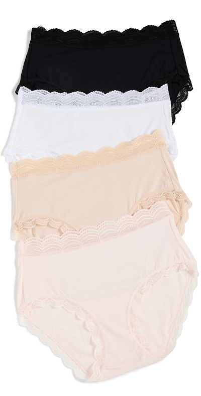 Stripe & Stare High Rise Knicker Four Pack In Sand Essentials