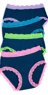 STRIPE & STARE HIGH RISE KNICKER FOUR PACK MIDNIGHT NEON