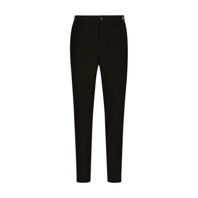 Dolce & Gabbana Technical Fabric Pants With Metal Dg Logo In Black