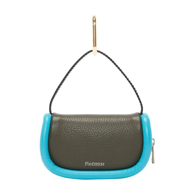 Jw Anderson Micro Bumper-7 Leather Pouch In Dark_olive_turquoise
