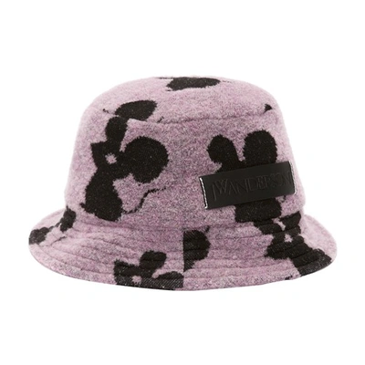 Jw Anderson Bucket Hat With Mouse Motif In Purple
