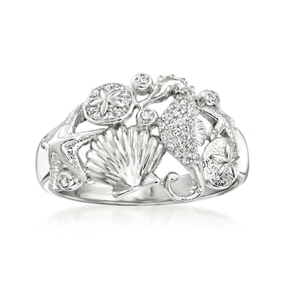Ross-simons Diamond Sea Life Ring In Sterling Silver