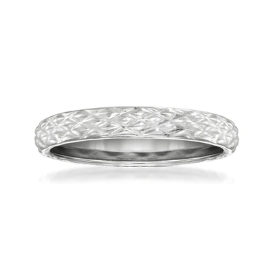 Ross-simons 18kt White Gold Quilted Textured Ring In Silver