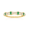 Ross-simons Diamond And . Emerald Stackable Ring In 14kt Yellow Gold In Green