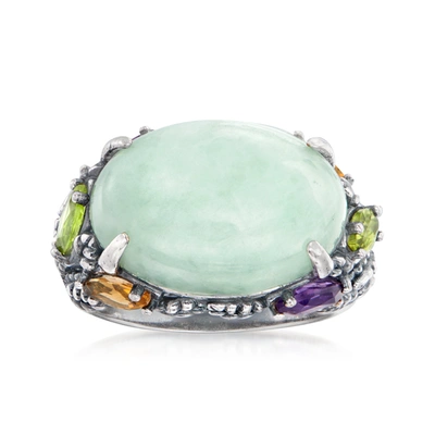 Ross-simons Jade And Multi-gemstone Ring In Sterling Silver In Green