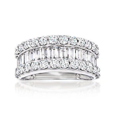 ROSS-SIMONS BAGUETTE AND ROUND DIAMOND RING IN 14KT WHITE GOLD