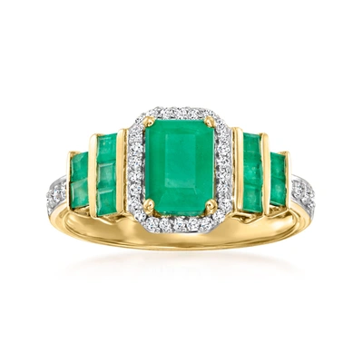 Ross-simons Emerald And . Diamond Ring In 14kt Yellow Gold In Green