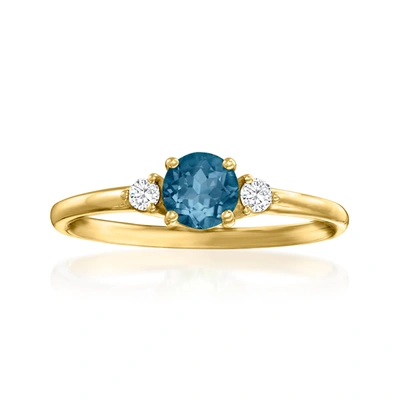 Rs Pure Ross-simons London Blue Topaz And . Diamond Ring In 14kt Yellow Gold