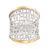 Ross-simons Sterling Silver And 14kt Yellow Gold Free-form Lattice Ring In Silver