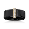 Ross-simons Black Ceramic Ring With Diamond Bar In 14kt Yellow Gold In Black
