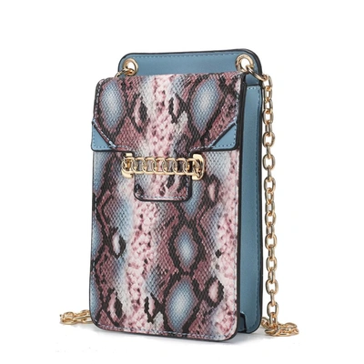Mkf Collection By Mia K Yael Snake Embossed Vegan Leather Phone Crossbody In Blue