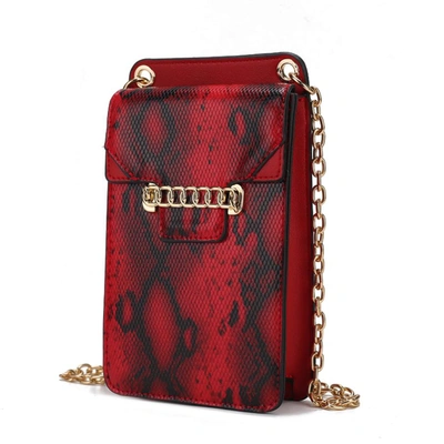 Mkf Collection By Mia K Yael Snake Embossed Vegan Leather Phone Crossbody Bag In Red