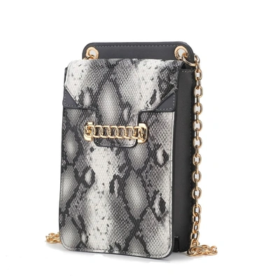 Mkf Collection By Mia K Yael Snake Embossed Vegan Leather Phone Crossbody In Silver