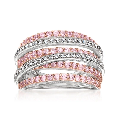 Ross-simons Pink Sapphire And . Diamond Highway Ring In Sterling Silver