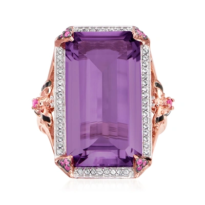 Ross-simons Amethyst And . Multi-gemstone Bumblebee Ring In 18kt Rose Gold Over Sterling In Purple