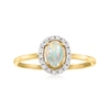 CANARIA FINE JEWELRY CANARIA OPAL HALO RING WITH DIAMOND ACCENTS IN 10KT YELLOW GOLD