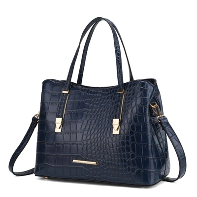 Mkf Collection By Mia K Aurelia Crocodile Embossed Vegan Leather Women's Tote Bag In Blue