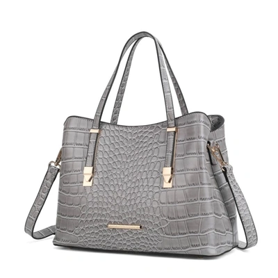 Mkf Collection By Mia K Aurelia Crocodile Embossed Vegan Leather Women's Tote Bag In Grey