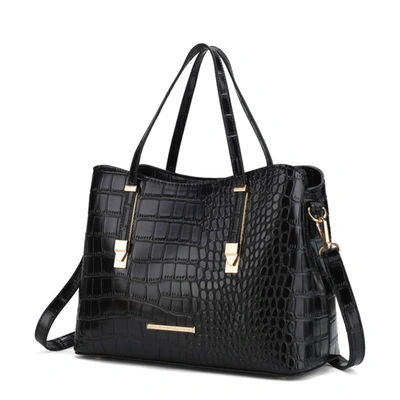 Mkf Collection By Mia K Aurelia Crocodile Embossed Vegan Leather Women's Tote Bag In Black