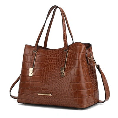 Mkf Collection By Mia K Aurelia Crocodile Embossed Vegan Leather Women's Tote Bag In Brown