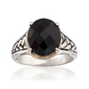 Ross-simons Oval Black Onyx Braid Ring In Sterling Silver And 14kt Yellow Gold