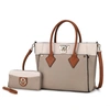 Mkf Collection By Mia K Brynlee Color-block Vegan Leather Women's Tote Bag With Wallet- 2 Pieces In Beige