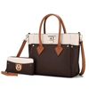 Mkf Collection By Mia K Brynlee Color-block Vegan Leather Women's Tote Bag With Wallet- 2 Pieces In Brown