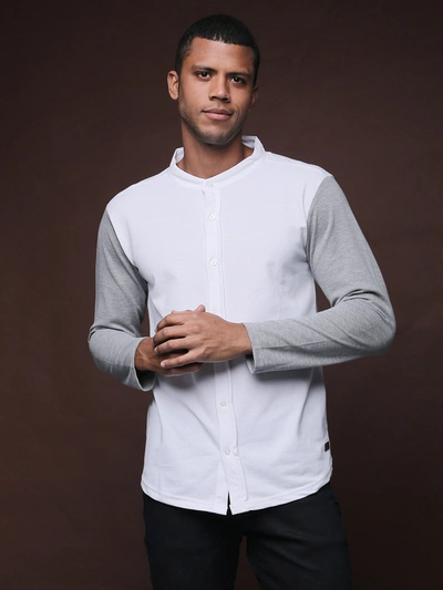 Campus Sutra Full Sleeve Colourblocked Casual Shirt In White