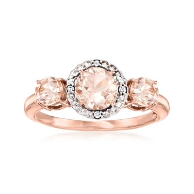 Ross-simons Morganite Ring With Diamond Accents In 14kt 2-tone Gold In Pink