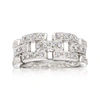 Ross-simons Diamond Panther-link Ring In Sterling Silver In Silver