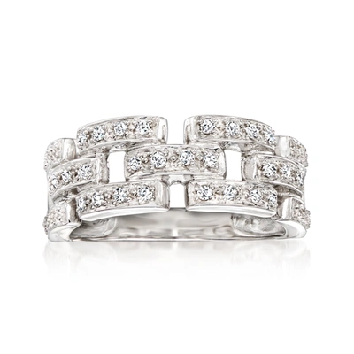 Ross-simons Diamond Panther-link Ring In Sterling Silver