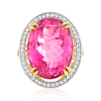 Ross-simons Pink Topaz And . Diamond Ring In 14kt Yellow Gold