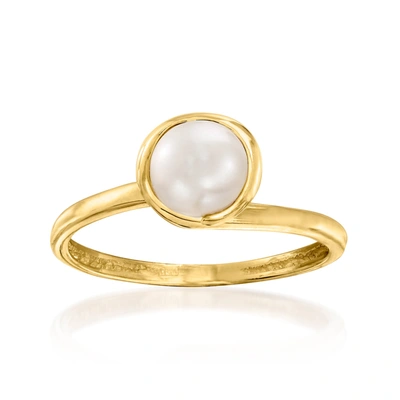 Ross-simons 6mm Cultured Pearl Ring In 14kt Yellow Gold In White