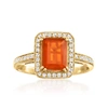 ROSS-SIMONS FIRE OPAL AND DIAMOND RING IN 14KT YELLOW GOLD